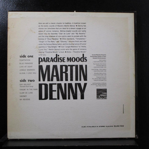 Martin Denny - Paradise Moods LP VG+ SUM-1102 Mono 1966 Vinyl Record - Shuga Records