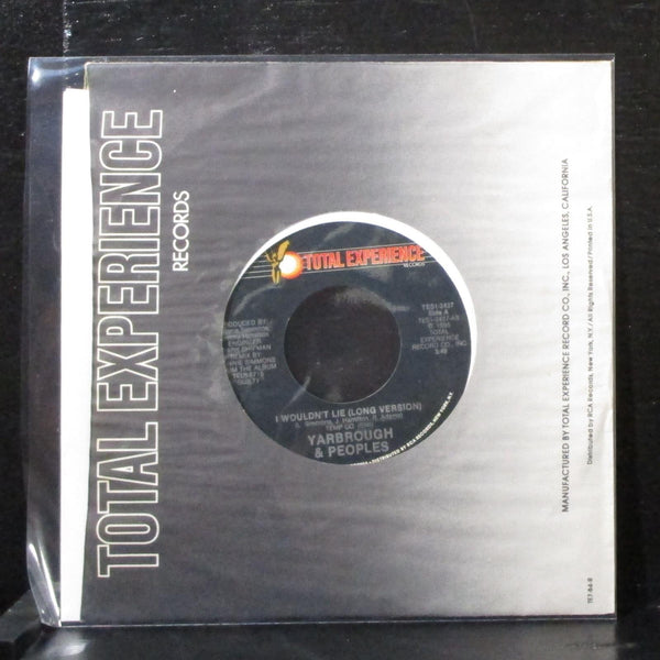 Yarbrough & Peoples - I Wouldn't Lie 7" Mint- Vinyl 45 TES1-2437 USA 1986 - Shuga Records