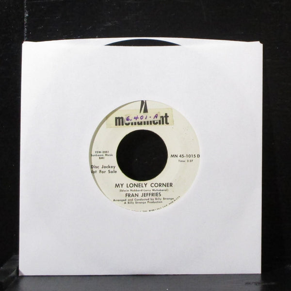 Fran Jeffries - Life Goes On 7" VG Promo Vinyl Monument 45-1015 USA 1967 - Shuga Records