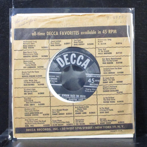 Grady Martin - My Window Faces The South 7" VG+ Vinyl 45 Decca 9-29059 USA 1955 - Shuga Records