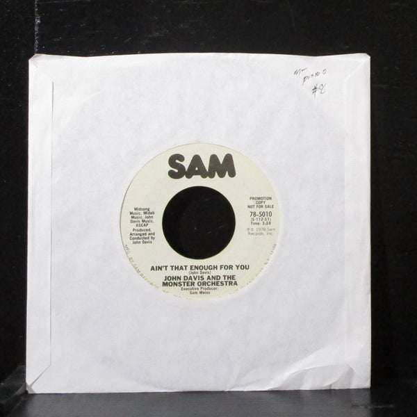 John Davis - Ain't That Enough For You 7" Mint- Promo Vinyl 45 Sam 78-5010 USA - Shuga Records