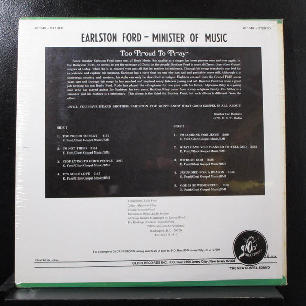 Earlston Ford - Too Proud To Pray LP New Sealed JC 1040 USA 1976 Vinyl Record - Shuga Records