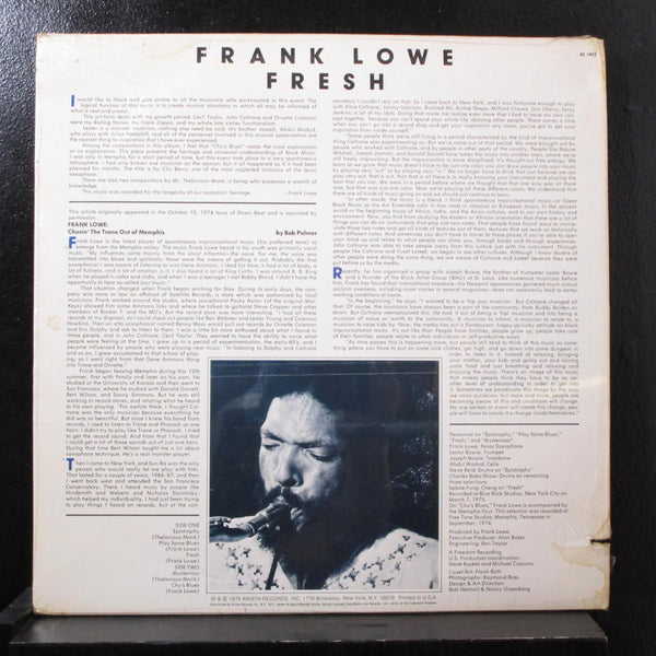 Frank Lowe - Fresh LP New Sealed AL 1015 Arista 1975 USA Vinyl Record - Shuga Records