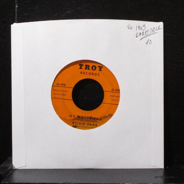 Rickie Page - My Boyfriend / Goodnight My Love 7" VG Vinyl 45 Troy 1005 USA 1963 - Shuga Records