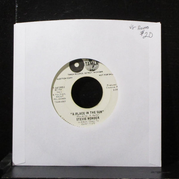 Stevie Wonder - A Place In The Sun 7" VG Promo Vinyl 45 Tamla T-54139DJ USA 1966 - Shuga Records