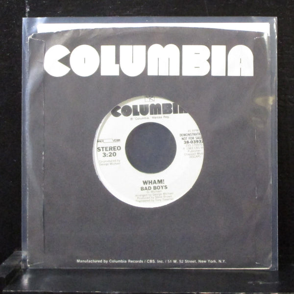 Wham! - Bad Boys 7" Mint- Promo Vinyl 45 Columbia 38-03932 USA 1983 - Shuga Records