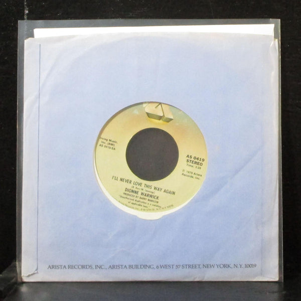Dionne Warwick - I'll Never Love This Way Again 7" Mint- Vinyl 45 Arista AS 0419 - Shuga Records