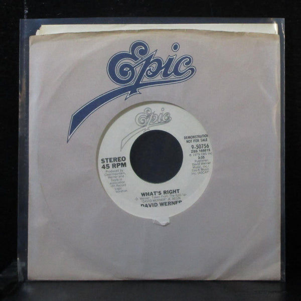 David Werner - What's Right 7" Mint- Promo Vinyl 45 Epic 9-50756 USA 1979 - Shuga Records