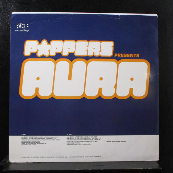 Poppers Presents Aura - Every Little Time 12" Mint- VCRT26 UK 1997 Vinyl Record - Shuga Records