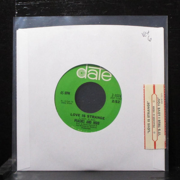 Peaches And Herb - Love Is Strange 7" VG+ Vinyl 45 Date 2-1574 USA 1967 - Shuga Records