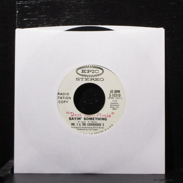 Mr. T & Coffeehouse 5 - Music To Think By 7" VG+ Promo Vinyl 45 Epic 5-10310 USA - Shuga Records