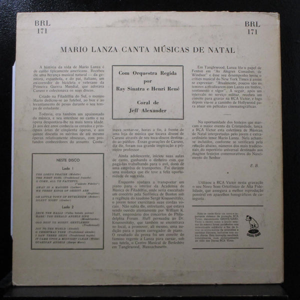Mario Lanza - Mario Lanza Canta Musicas De Natal LP VG BRL 171 Mono Brazil - Shuga Records