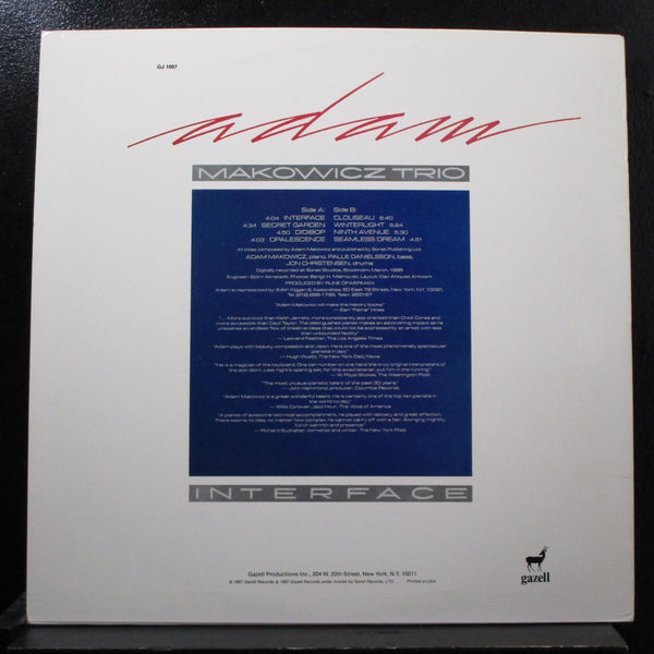 Adam Makowicz - Interface LP Mint- GJ 1007 USA 1987 Vinyl Record - Shuga Records