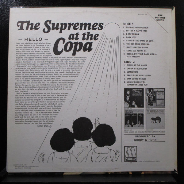 The Supremes - At The Copa LP Mint- S 636 Motown 1965 USA 1st Vinyl Record - Shuga Records