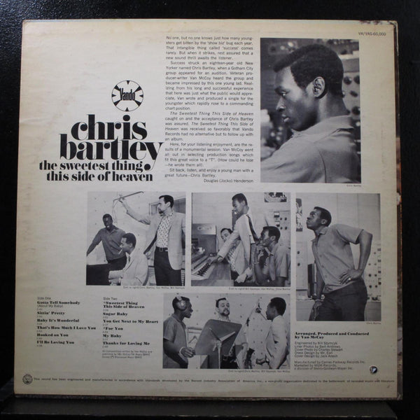Chris Bartley - The Sweetest Thing This Side Of Heaven LP VG+ VAS 60,000 Record - Shuga Records