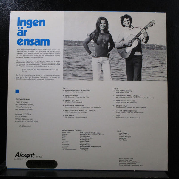 Mia Marianne & Per Flip - Ingen Ar Ensam LP VG+ LP 137 Sweden 1974 Vinyl Record - Shuga Records