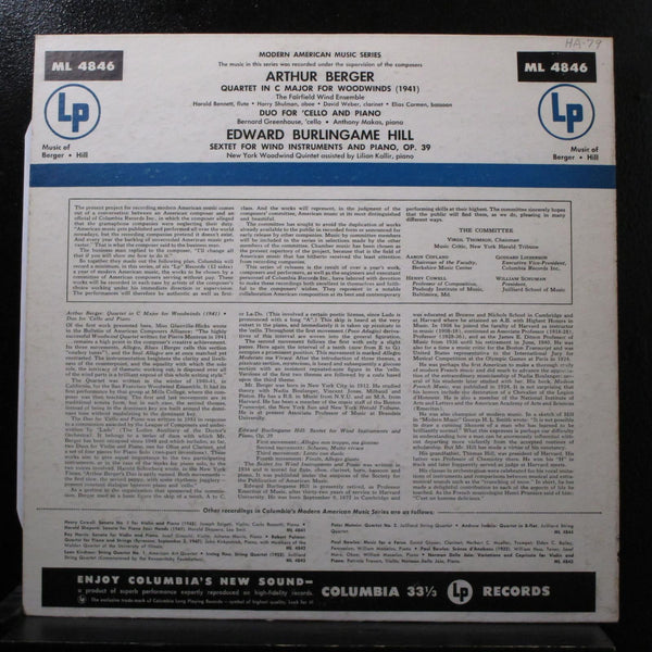 Greenhouse, Makas - Berger / E.B. Hill Woodwinds LP Mint- ML 4846 Mono Blue Lbl - Shuga Records