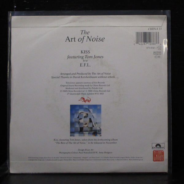 The Art of Noise & Tom Jones - Kiss / E.F.L. 7" Mint- Vinyl 45 CHINA 11 UK 1988 - Shuga Records