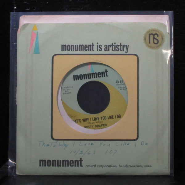 Rusty Draper - That's Why I Love You Like I Do 7" VG+ Vinyl Monument 45-823 USA - Shuga Records