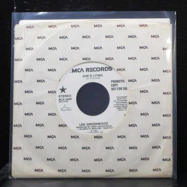 Lee Greenwood - She's Lying 7" VG+ Promo Vinyl 45 MCA-52087 USA 1982 - Shuga Records