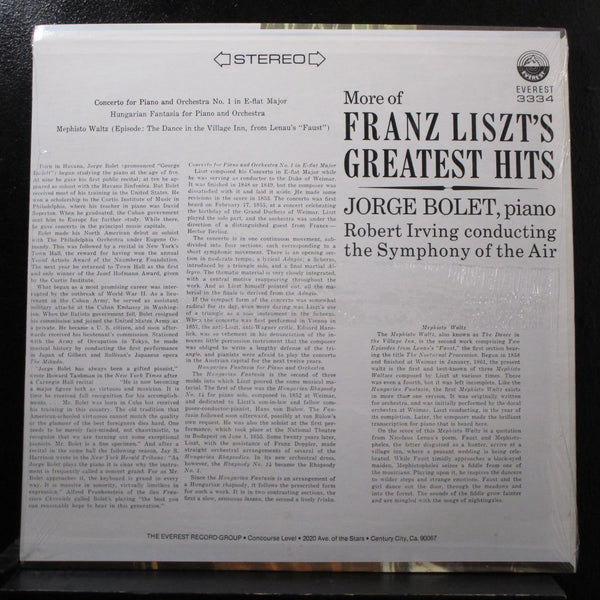 Jorge Bolet & Robert Irving - Franz Liszt's Greatest Hits LP New Sealed 3334 - Shuga Records