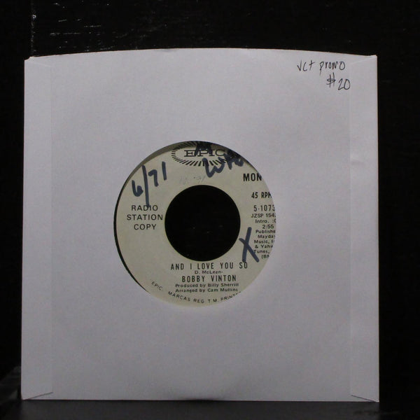 Bobby Vinton - And I Love You So 7" VG+ Promo Vinyl 45 Epic 5-10736 USA - Shuga Records