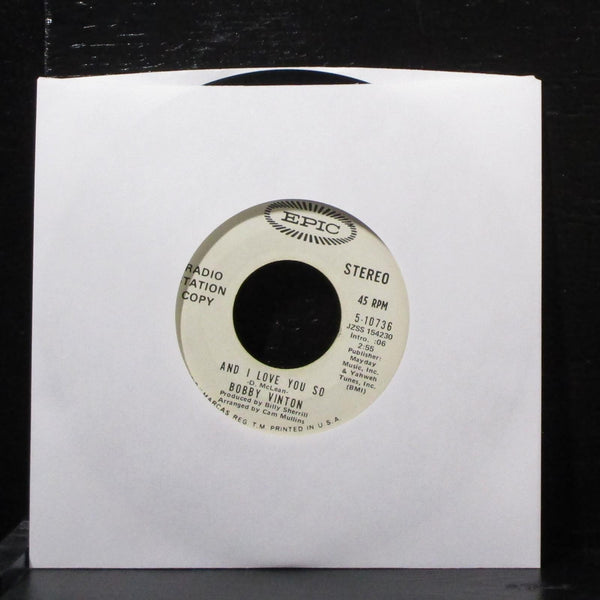Bobby Vinton - And I Love You So 7" VG+ Promo Vinyl 45 Epic 5-10736 USA - Shuga Records
