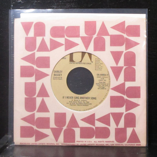Shirley Bassey - If I Never Sing Another Song 7" VG+ Vinyl 45 UA-XW854-Y USA - Shuga Records