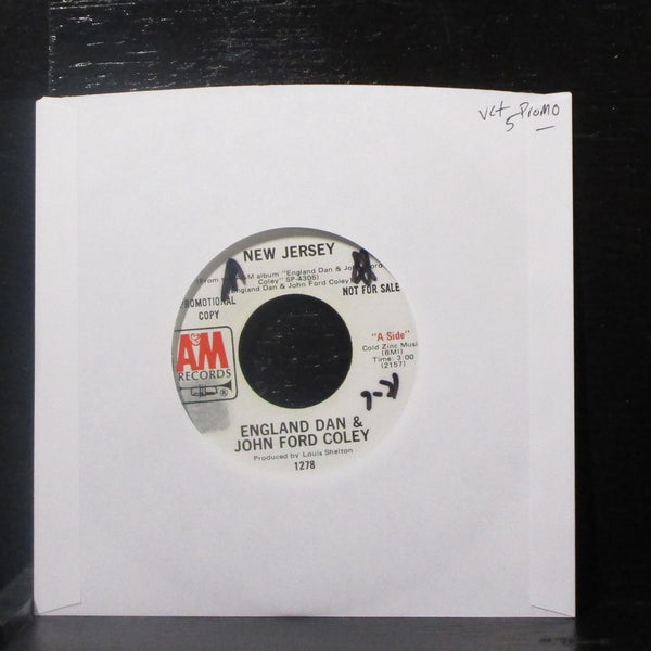 England Dan & John Ford Coley - New Jersey 7" VG+ Promo Vinyl 45 A&M 1278 USA - Shuga Records