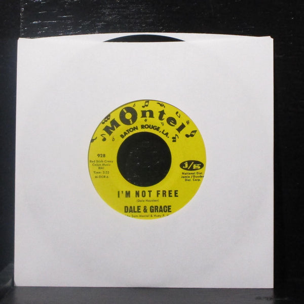 Dale & Grace - The Loneliest Night / I'm Not Free 7" VG+ Vinyl 45 label error - Shuga Records