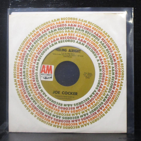 Joe Cocker - Feeling Alright / Sandpaper Cadillac 7" VG+ Vinyl 45 A&M 1063 USA - Shuga Records