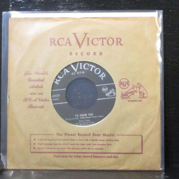 Perry Como - To Know You / My Lady Loves To Dance 7" VG+ Vinyl 45 RCA 47-4959 - Shuga Records
