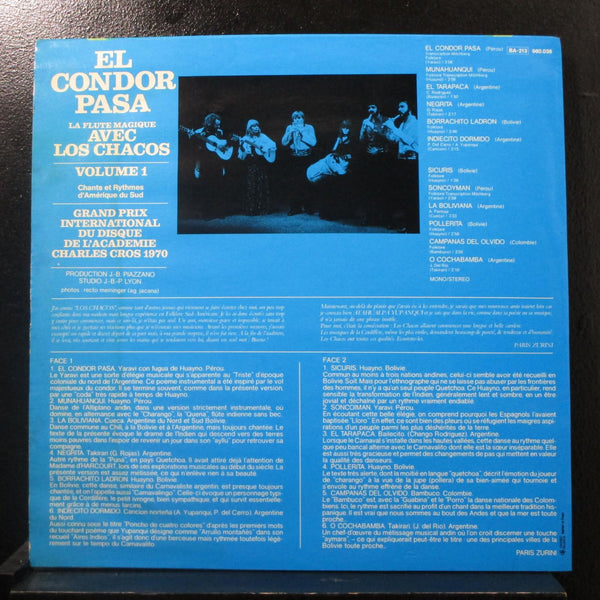Los Chacos - El Condor Pasa LP VG- 960 036 France 1970 Vinyl Record - Shuga Records