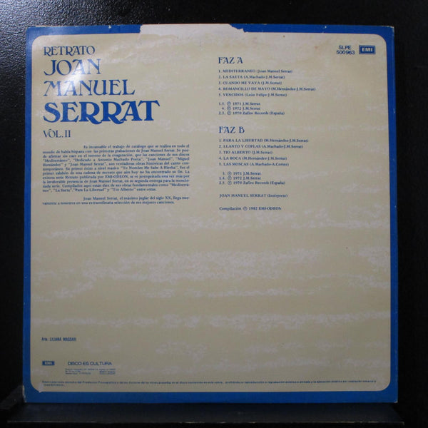 Joan Manuel Serrat - Retrato Vol. II LP VG+ SLPE 500 963 Uruguay Vinyl Record - Shuga Records