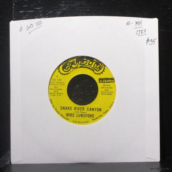 Mike Lunsford - Snake River Canyon 7" Mint- Vinyl 45 Gusto GO 122 USA 1974 - Shuga Records