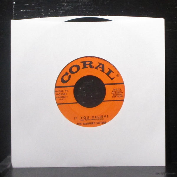McGuire Sisters - He / If You Believe 7" VG+ Vinyl 45 Coral 9-61501 USA 1955 - Shuga Records