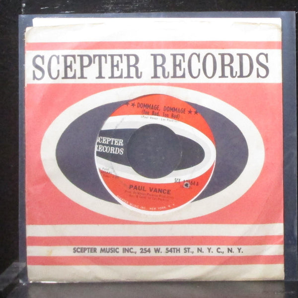 Paul Vance - Dommage Dommage (Too Bad, Too Bad) / Sexy 7" VG+ Vinyl 45 SCE 17164 - Shuga Records