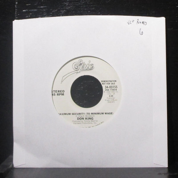 Don King - Maximum Security 7" VG+ Promo Vinyl 45 Epic 34-03155 USA 1982 - Shuga Records