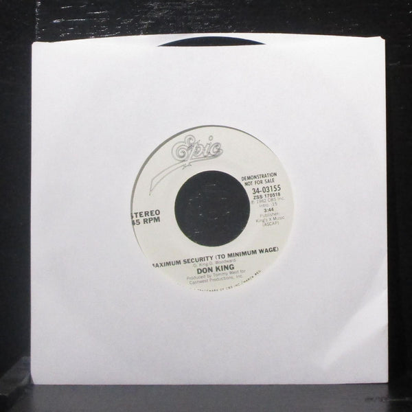 Don King - Maximum Security 7" VG+ Promo Vinyl 45 Epic 34-03155 USA 1982 - Shuga Records