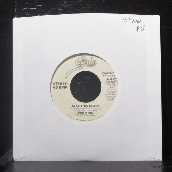 Don King - Take This Heart 7" VG+ Promo Vinyl 45 Epic 9-50928 USA 1980 - Shuga Records