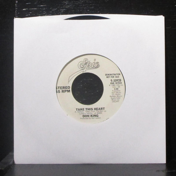 Don King - Take This Heart 7" VG+ Promo Vinyl 45 Epic 9-50928 USA 1980 - Shuga Records