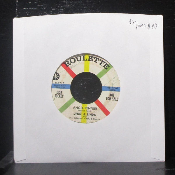 Lynn & Linda - Angel Pennies / Agoh Bagaby 7" VG Promo Vinyl 45 Roulette USA - Shuga Records