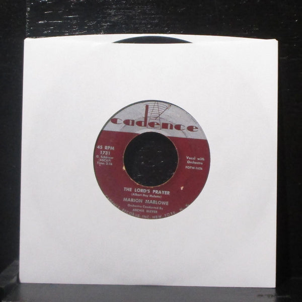 Marion Marlowe - The Lord's Prayer / Ave Maria 7" VG- Vinyl 45 Cadence 1731 USA - Shuga Records