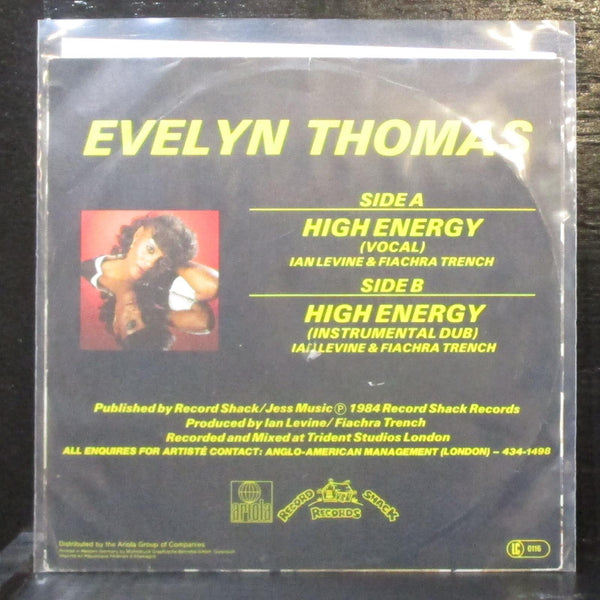Evelyn Thomas - High Energy 7" VG+ Vinyl 45 Ariola 106 589 Germany 1984 - Shuga Records