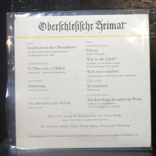 Landsmannschaft Der Oberschlesier - Oberschlesische Heimat 7" VG+ Vinyl 45 GER - Shuga Records