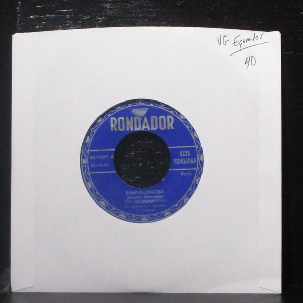 Trio Los Embajadores - Reminiscencias 7" VG Vinyl 45 Rondador 45-10099 Ecuador - Shuga Records