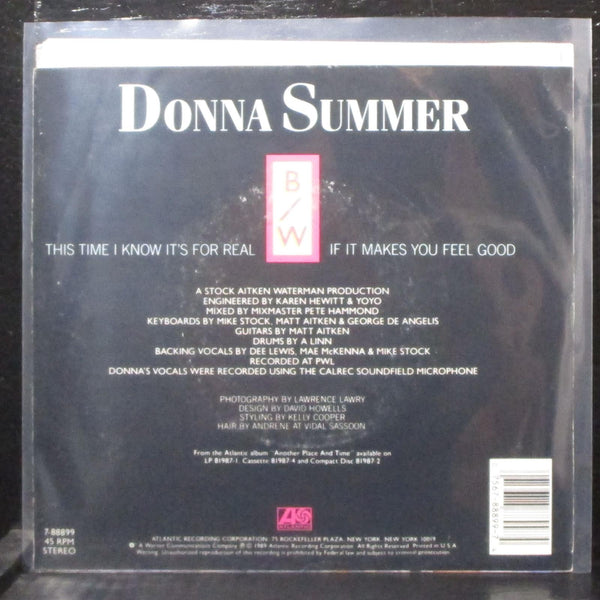 Donna Summer - This Time I Know It's For Real 7" Mint- Vinyl 45 Atlantic 7-88899 - Shuga Records