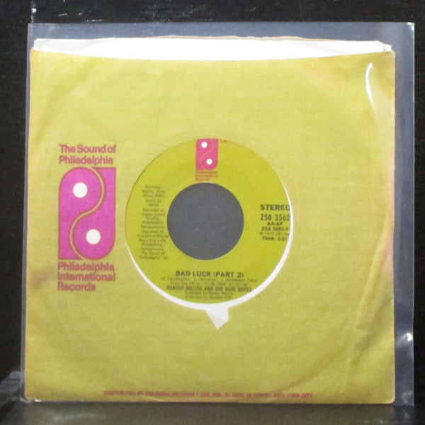 Harold Melvin & The Blue Notes - Bad Luck 7" VG+ Vinyl 45 Phila Intl ZS8 3562 - Shuga Records
