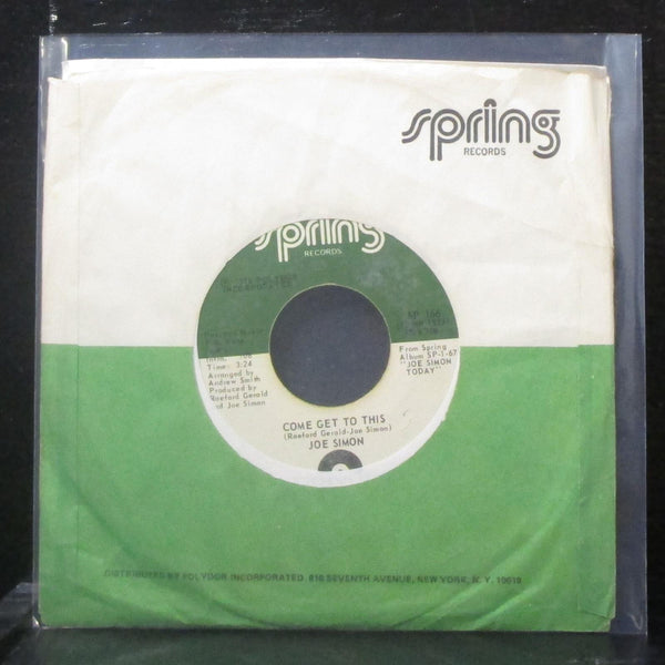 Joe Simon - Come Get To This / Let The Good Times Roll 7" VG+ Vinyl 45 SP 166 - Shuga Records