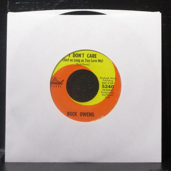Buck Owens - I Don't Care / Don't Let Her Know 7" VG+ Vinyl 45 Capitol 5240 - Shuga Records